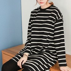 BONBONSTORY 孕婦條紋長袖連身裙