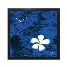K-ART JAPAN 藍色背景花朵圖案藝術掛鐘, 黑色(框架)