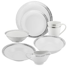 Price And Kensington Price & Kensington Allure 晚餐全套餐具套組 1 件 7 便士, 白金, 餐盤 7種