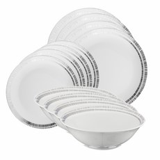 Price And Kensington 質感風格餐具 12入組, 白金, 盤子27.5cm 4入+19.5cm 4入+麥片碗 4入