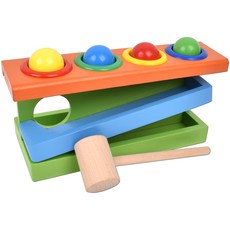 우드벨 4구 미끄럼틀 망치놀이, 혼합 색상, 1개