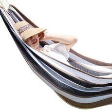 NOMADE 條紋露營吊床 特大號 + 吊床繩 組, 拿鐵咖啡, 1套