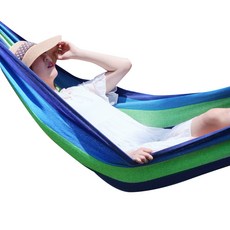 NOMADE 條紋露營吊床 特大號 + 吊床繩 組, 海洋藍, 1套