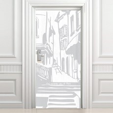 設計師系列玄關門貼紙復古風格 VDS 260 高級, 白木