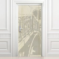 設計素材玄關門貼紙復古風格VDS 251高級壓花, 米色木