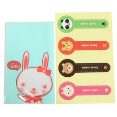 황씨네도시락 비접착 야미봉투 토끼 50p + 애니멀 롤리팝 스티커 50p, 1세트