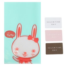 黃氏便當 非黏著美味兔子袋 100入 + 情人節方形貼紙 100入, 1套