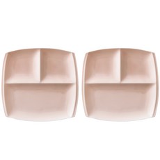 오다도기 레벤쿠첸 티토 3칸 사각 나눔접시 21cm, 핑크, 2개