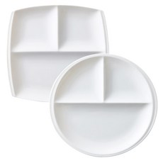 레벤쿠첸 오다도기 티토 3칸 접시 사각 + 원형 세트, 화이트, 1세트