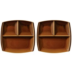 오다도기 레벤쿠첸 티토 3칸 사각 나눔접시 21cm, 브라운, 2개