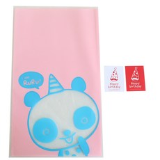 黃氏便當 非黏著式美味袋 熊貓 100入 + 尖頂生日帽方形貼紙 100入, 1套