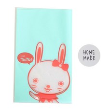 黃氏便當 非黏著式美味袋 兔子 100入 + 手作貼紙 大 100入, 1套