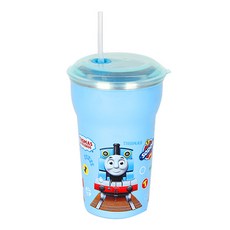 托馬斯防潑濺不銹鋼吸管杯 400ml K0004, 藍色, 1入