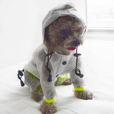 MINIPINI 狗狗半透明螢光連身雨衣, 螢光黃