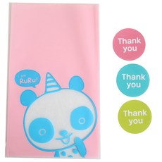 黃氏便當 非黏著式Yummy熊貓袋 100入 + 圓形感謝貼紙 100入, 1套