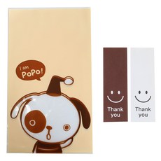 황씨네도시락 비접착 야미봉투 강아지 100p + 스마일 직사각 스티커 100p, 1세트