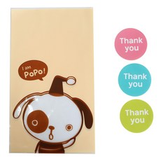 黃氏便當 無黏性Yummy小狗袋 100入 + 圓形Thank You貼紙 100入, 1套