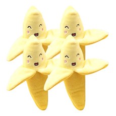 Ttpet 香蕉絨毛啾啾玩具, 混合顏色, 4個