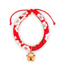 댕댕이 강아지 고양이 일본스타일 목 딸랑이 XS, 붉은매화, 1개