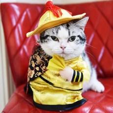 狗狗小狗貓咪COSPLAY玩偶衣服, 黃色旗袍