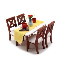 아트조이 DIY 미니어처 홈퍼니싱 Dining Table For 4, 혼합 색상, 1세트