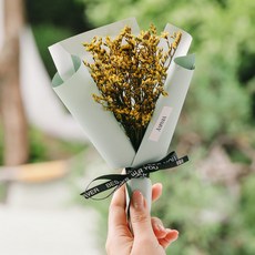 아스파시아 생화 리모니움 시네신스 쁘띠 꽃다발박스, 옐로우