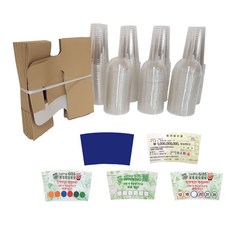 한컵 PET 아이스컵 16온스 100p + PET 돔뚜껑 100p + 행운홀더 100p + 캐리어 무지 25p, 1세트