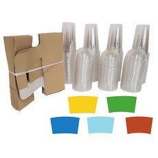 한컵 PET 아이스컵 16온스 100p + PET 돔뚜껑 100p + 단색홀더 100p + 캐리어 무지 25p, 1세트