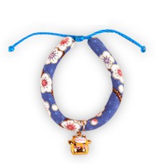 댕댕이 강아지 고양이 일본스타일 목 딸랑이 XS, 블루매화, 1개