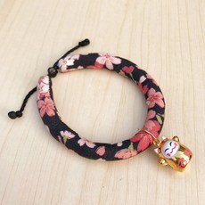 댕댕이 강아지 고양이 일본스타일 목 딸랑이 XS, 검은꽃, 1개