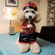 狗狗小狗貓咪COSPLAY玩偶衣服, 紅黑傳統服飾