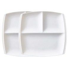 레벤쿠첸 오다도기 티토 3칸 사각 접시 21cm, 화이트, 2개입
