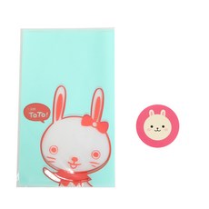 黃氏便當 無黏性美味袋 兔子 100入 + 動物圓形貼紙 隨機發送 100張, 1套