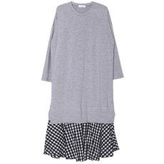 iyaan 格紋拼接長版哺乳連身裙