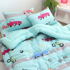 이블랑 아동용 순면 레이싱카 차렵이불, 민트