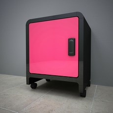 큐빅스 3 컬러사물함 바퀴형, 블랙 + 도어(핑크), 1개