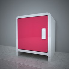 큐빅스 3 컬러사물함 다리형, 화이트 + 도어(핑크)