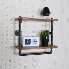 Inpipe BSH200管狀原木2層壁架 橡膠木復古壁架, 管道尺寸 20A-1000-200