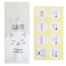 황씨네도시락 냥이M봉투 100p + 스티커 연인 메시지 화이트 100p, 1세트