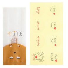 황씨네도시락 멍이M봉투 100p + 스티커 연인 메시지 투명 100p, 1세트