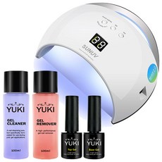 YUKI 媽媽手指甲套組, 基礎凝膠 10g + 頂部凝膠 10g + 凝膠清潔劑 + 卸妝液 + SUN Lamp 36W, 1套