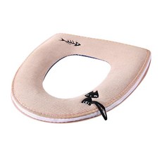 마켓감성 고양이 극세사 변기커버, 베이지, 1개