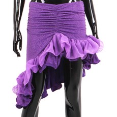 Pulse Pan雪紡荷葉邊5分裙 BDS-7401, 紫紅色