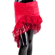 亮片水波紋斜裙 BDS-7601, 紅色的