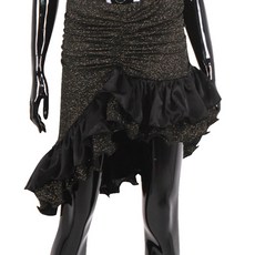 Pulse Pan雪紡荷葉邊5分裙 BDS-7401, 黑色+金色