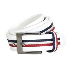 TND男款三色線條配色亮點高爾夫球腰帶 TDB4004, 白色的