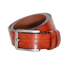 Tiandy TND男士英國紋路全皮革高爾夫腰帶 TDB4008, 棕色