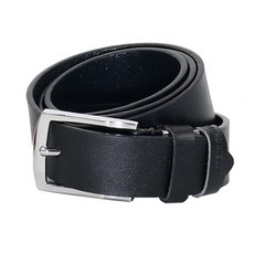 T&D 男士亮面素色白扣全皮皮帶 TDB4011, 黑色