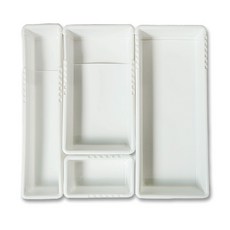 LimeOlive 長度可調節整理收納盒 4入, 1套, 白色