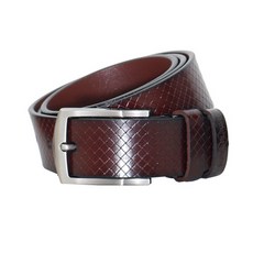 TND男士現代圖案皮革高爾夫腰帶 TDB4010, 深棕色
